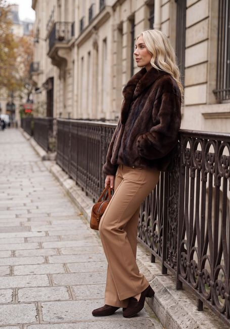 Camelfarbene CAMBIO Schlaghose FARAH POCKET LONG WOOL SUBSTITURE DOUBLE - large