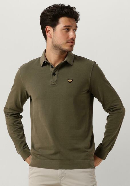Grüne PME LEGEND Polo-Shirt LONG SLEEVE POLO PIQUE GARMENT DYE - large