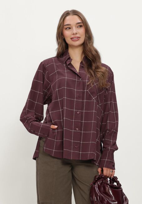 Bordeaux REFINED DEPARTMENT Blusen LADIES WOVEN BLOUSE CHECK SHOULDER PADS NARO - large