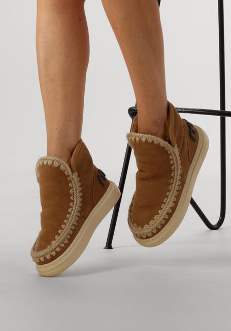 Cognacfarbene MOU Winterstiefel ESKIMO SNEAKER BOLD GLITTER LOGO - large