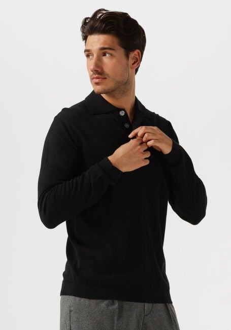 Schwarze SELECTED HOMME Pullover SLHTRAY LS KNIT MERINO POLO - large