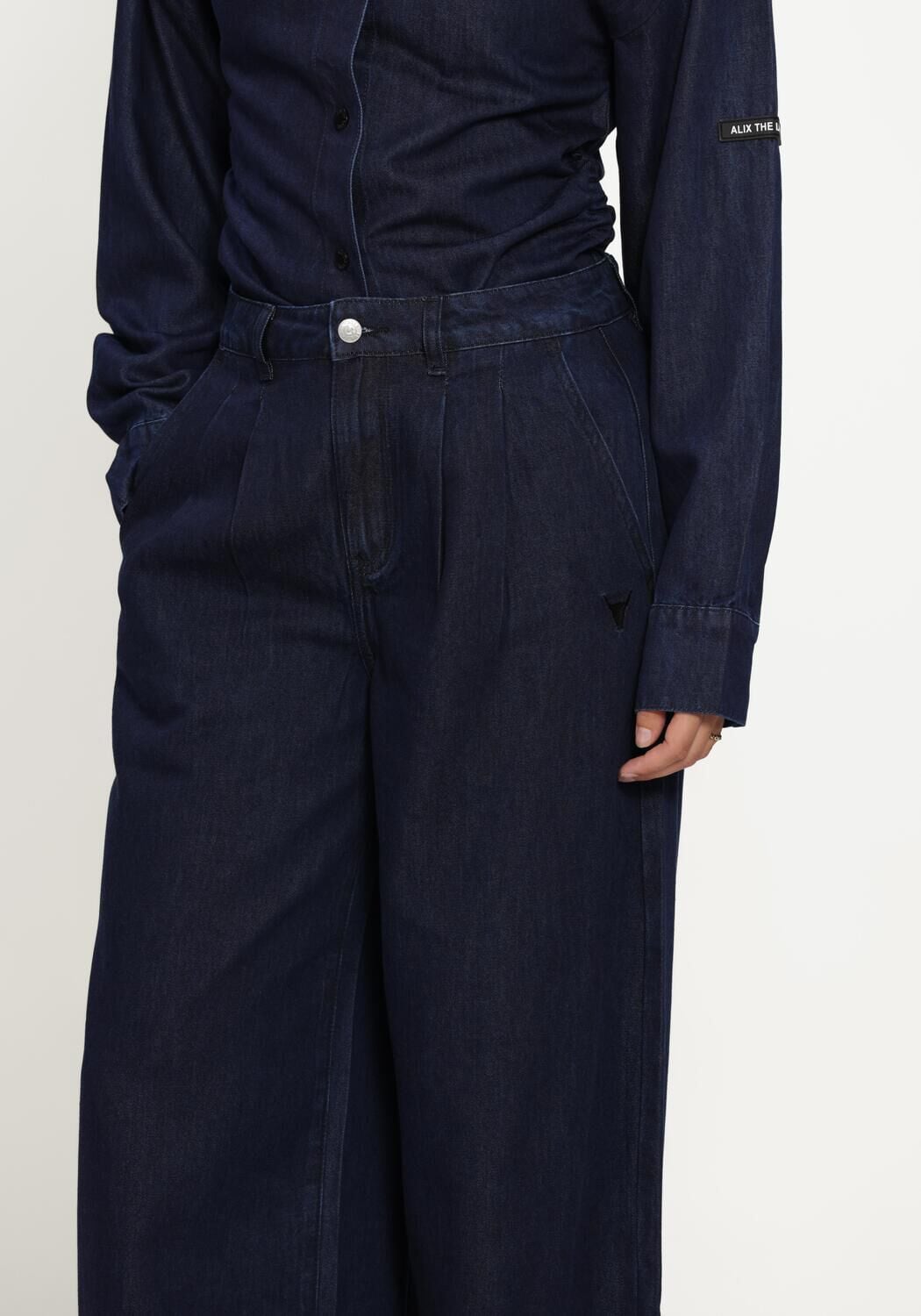 Blaue ALIX THE LABEL Hosen LADIES WOVEN WIDE LEG DENIM PANTS - large