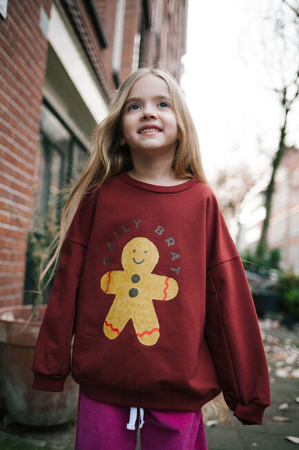 Rote DAILY BRAT Pullover SWEET GINGERMAN SWEATER FIRED BRICK - large