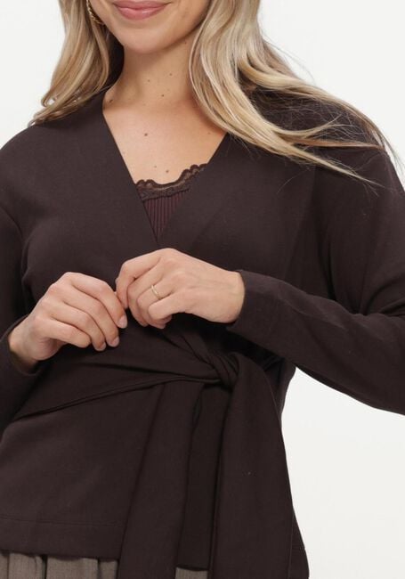 Braune ROSEMUNDE Top BABETTE SILK SL U-NECK LONG LACE - large