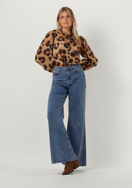 Camelfarbene BY-BAR Blusen RIKKI LS CHEETA BLOUSE - large