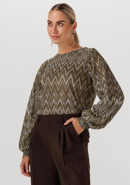 Grüne SUMMUM Top TOP LONG SLEEVE ZIG ZAG LUREX - large