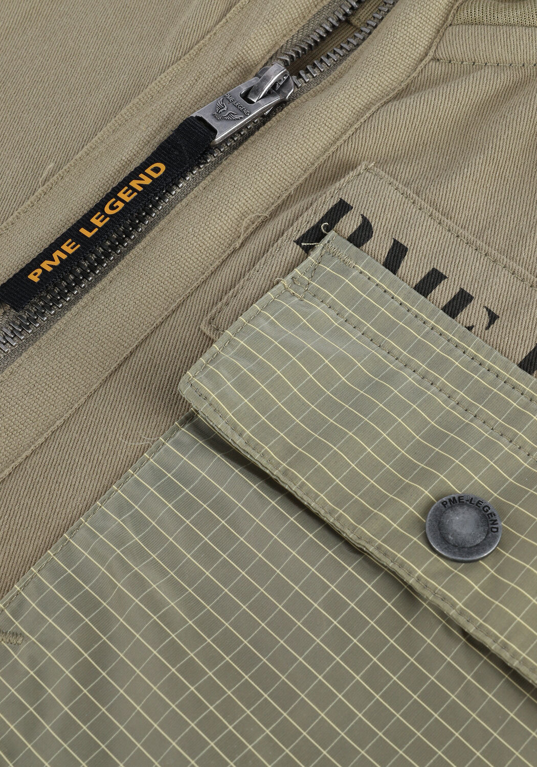 Beige PME LEGEND Strickjacke ZIP JACKET CARGO INTERLOCK - large