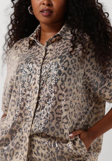 Braune ALIX THE LABEL Blusen LADIES WOVEN ANIMAL SEQUIN OVERSIZED BLOUSE - large