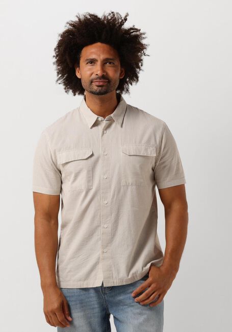 Taupe PURE PATH Casual-Oberhemd SEERSUCKER SHORTSLEEVE SHIRT WITH CHEST POCKETS - large