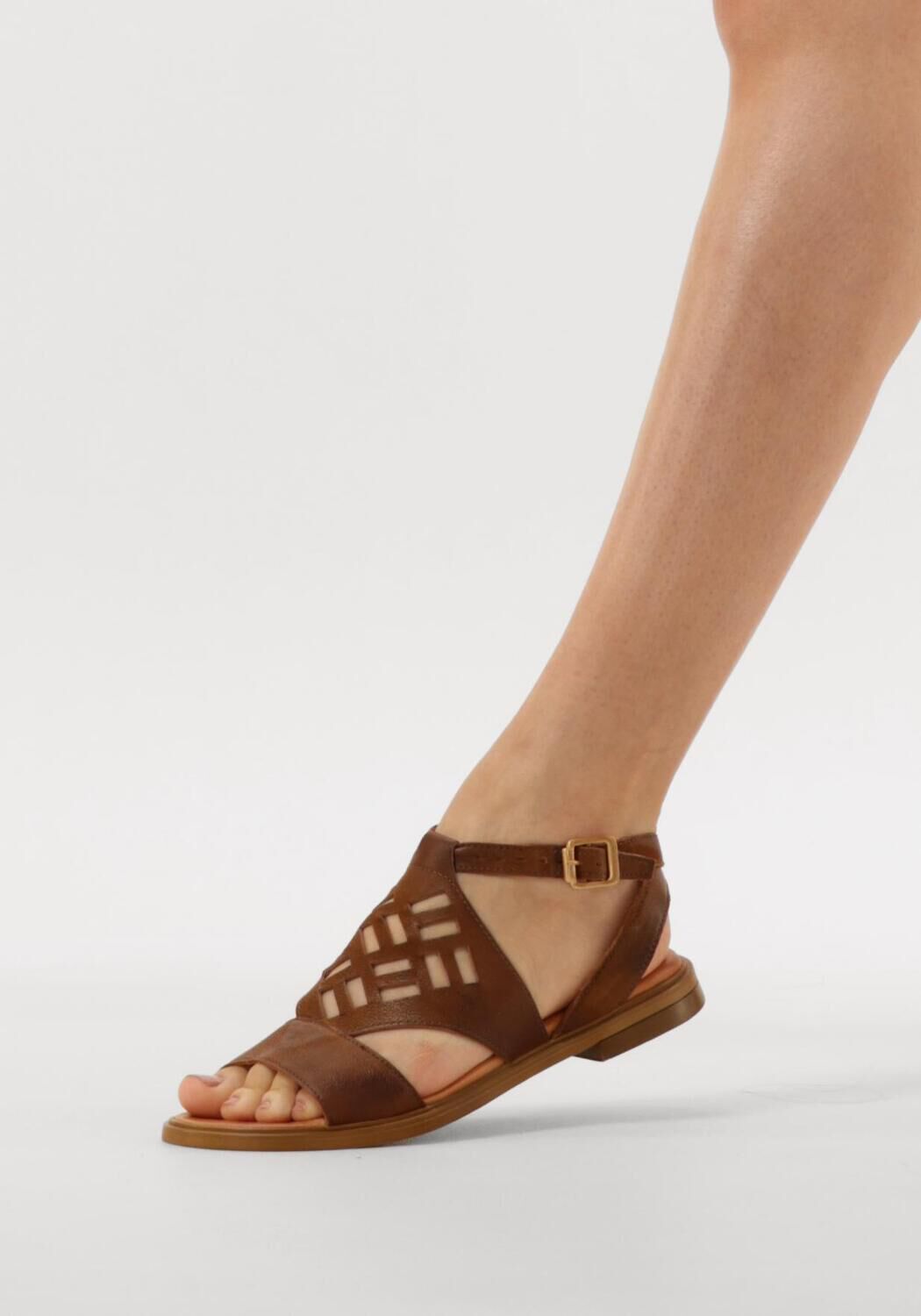 Cognacfarbene AYANA Flache Sandalen M05088 - large