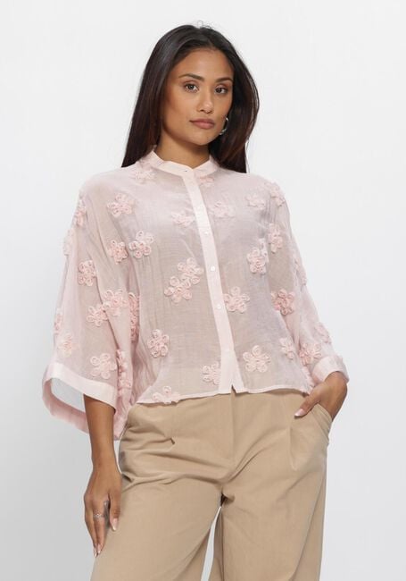 Hell-Pink JANSEN AMSTERDAM Blusen MARNEY BLOUSE 3DF1 759 WIDE KIMONO SLEEVE 3D FLOWERS - large