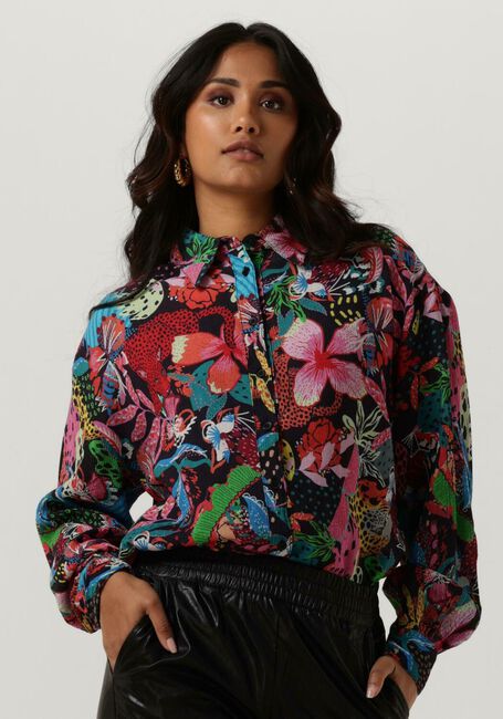 Mehrfarbige/Bunte ALIX THE LABEL Blusen LADIES WOVEN WILD PRINT CRINKLE BLOUSE - large