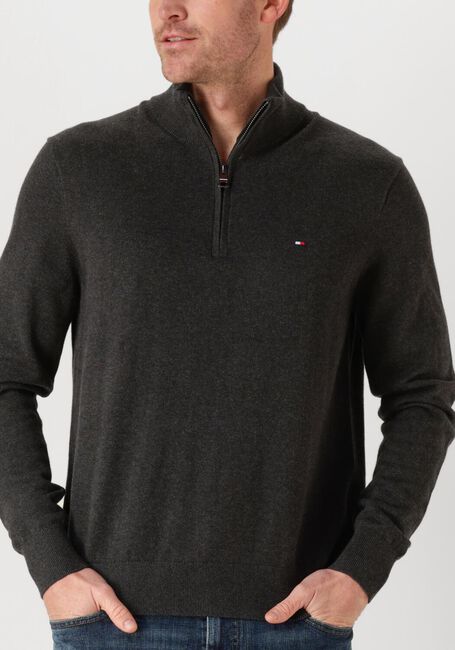 Dunkelgrau TOMMY HILFIGER Pullover PIMA ORG CTN CASHMERE ZIP MOCK - large