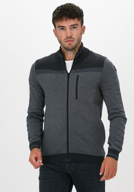 Graue VANGUARD Strickjacke ZIP JACKET COTTON BONDED MELAN - large