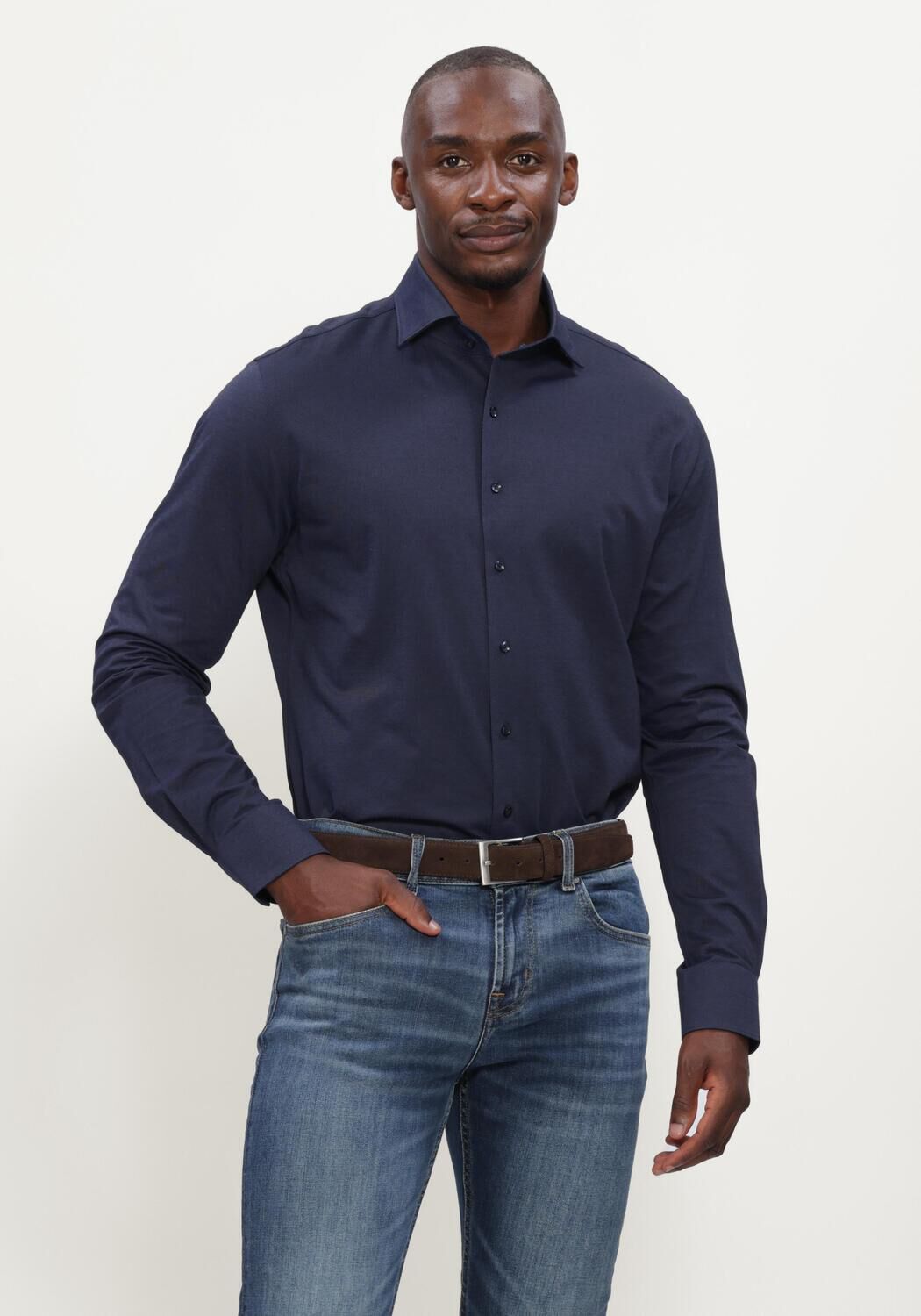 Dunkelblau PROFUOMO Klassisches Oberhemd SHIRT ONE PIECE JAPANESE KNITTED - large