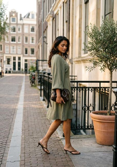 Olive SELECTED WOMEN Minikleid SLFLAURINA 3/4 SHORT OPEN BACK DRESS - large