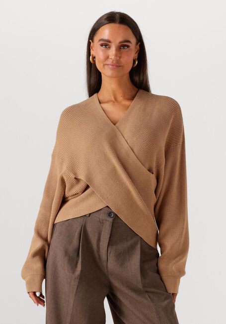 Camelfarbene MSCH COPENHAGEN Pullover MSCHZINELLE RACHELLE WRAP PULLOVER - large