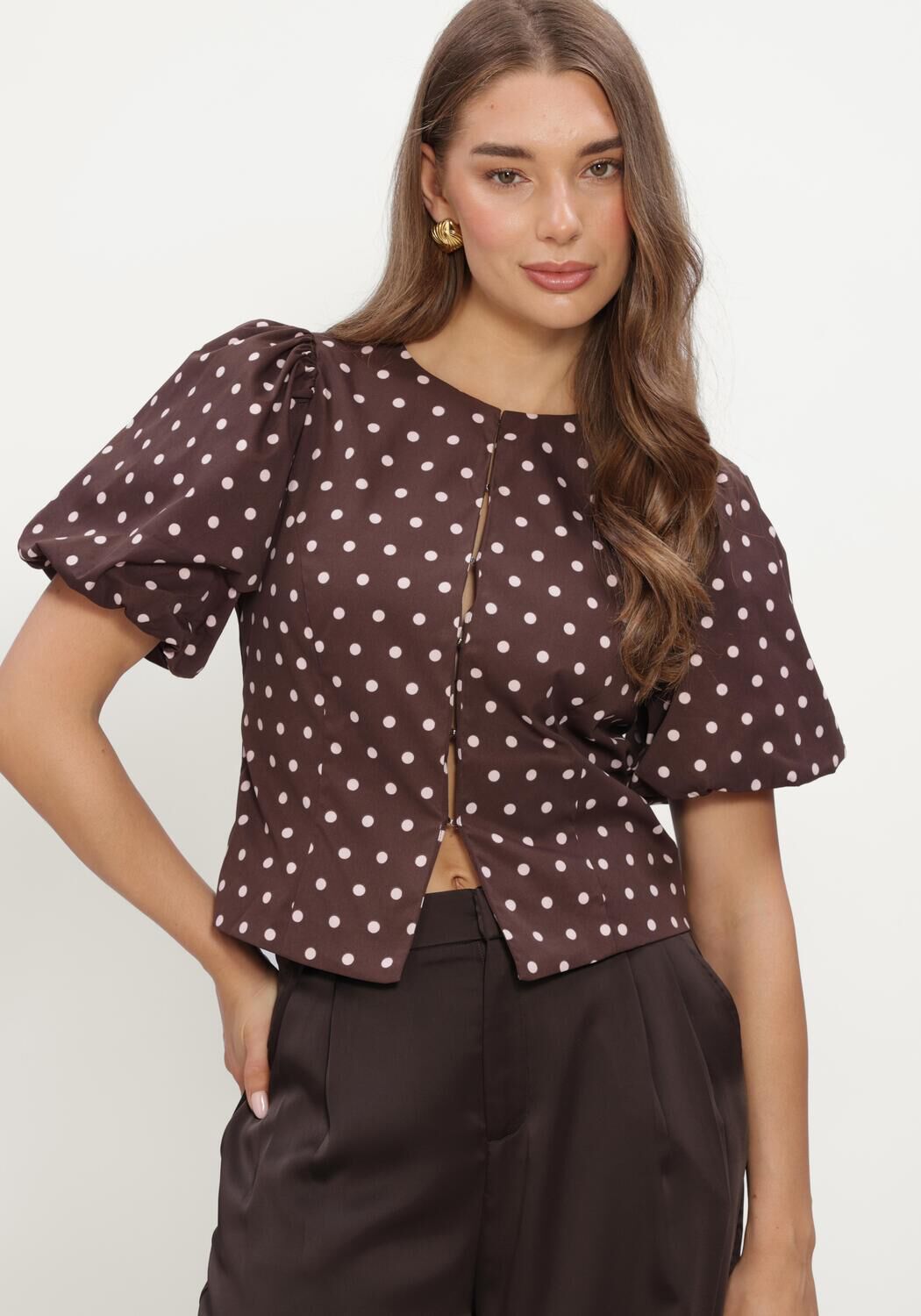 Braune NEO NOIR Blusen ANELA DOT BLOUSE - large