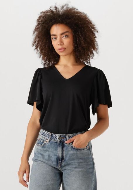 Schwarze MINUS Top RIANNE V-NECK T-SHIRT - large