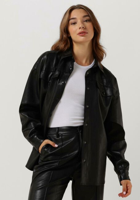 Schwarze COLOURFUL REBEL Blusen KIKI VEGAN LEATHER BOYFRIEND BLOUSE - large