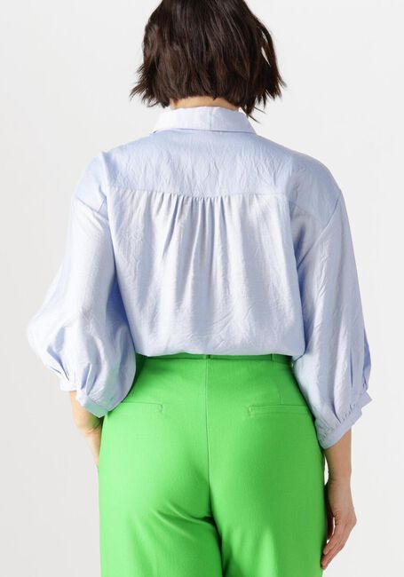 Blaue JANSEN AMSTERDAM Blusen ODESSA BLOUSE FS 707 3/4 PUFFED SLEEVE GREEN EMBROIDERY - large