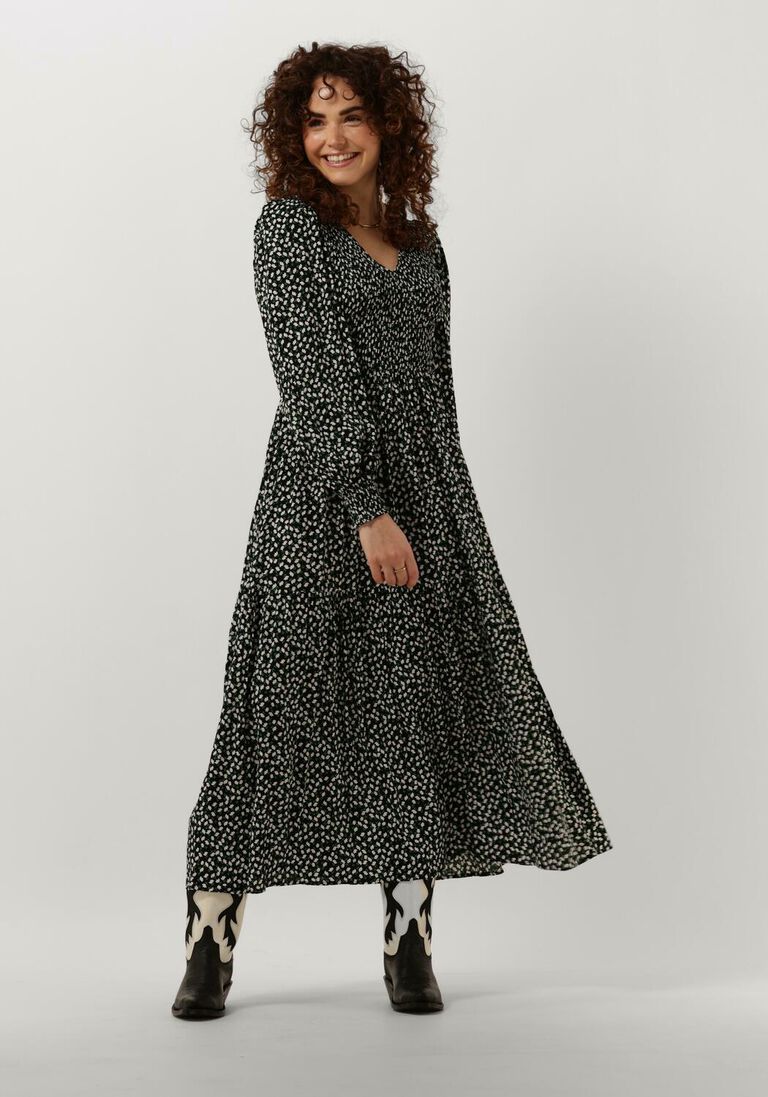 schwarze y.a.s. maxikleid yasditsy v neck 3/4 sleeve smock dress