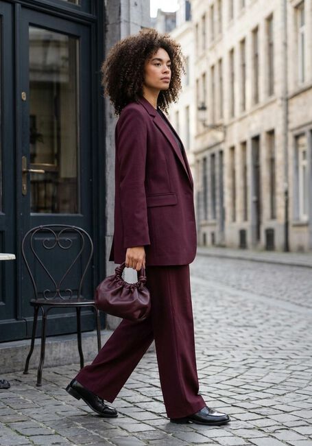 Bordeaux SELECTED WOMEN Hose SLFRITA MW WIDE PANT MEL - large