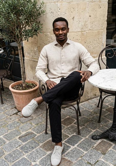 Beige PROFUOMO Klassisches Oberhemd SHIRT CUTAWAY SC COTTON LINNEN - large