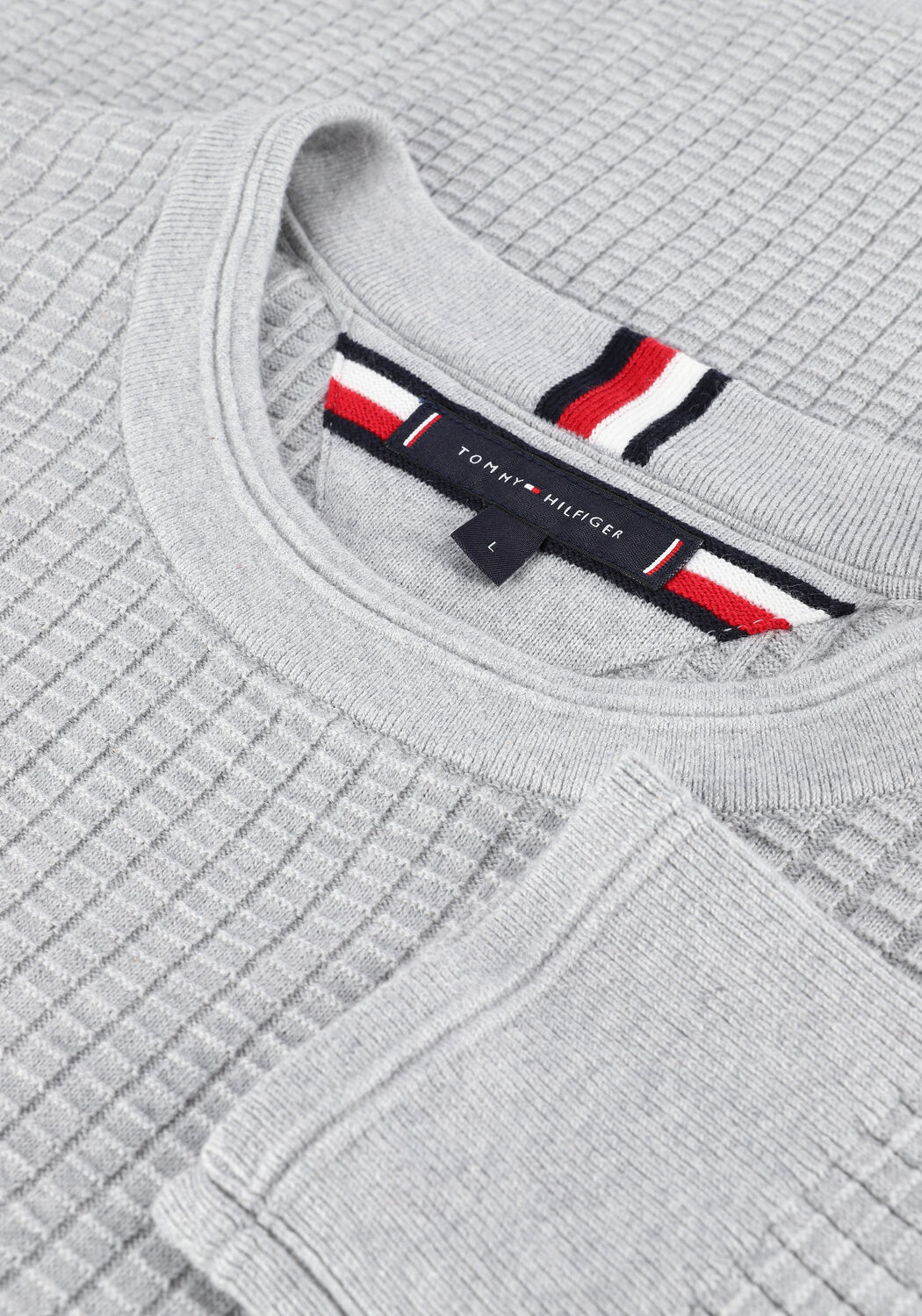Hellgrau TOMMY HILFIGER Pullover GRID STRUCTURE CREW NECK - large