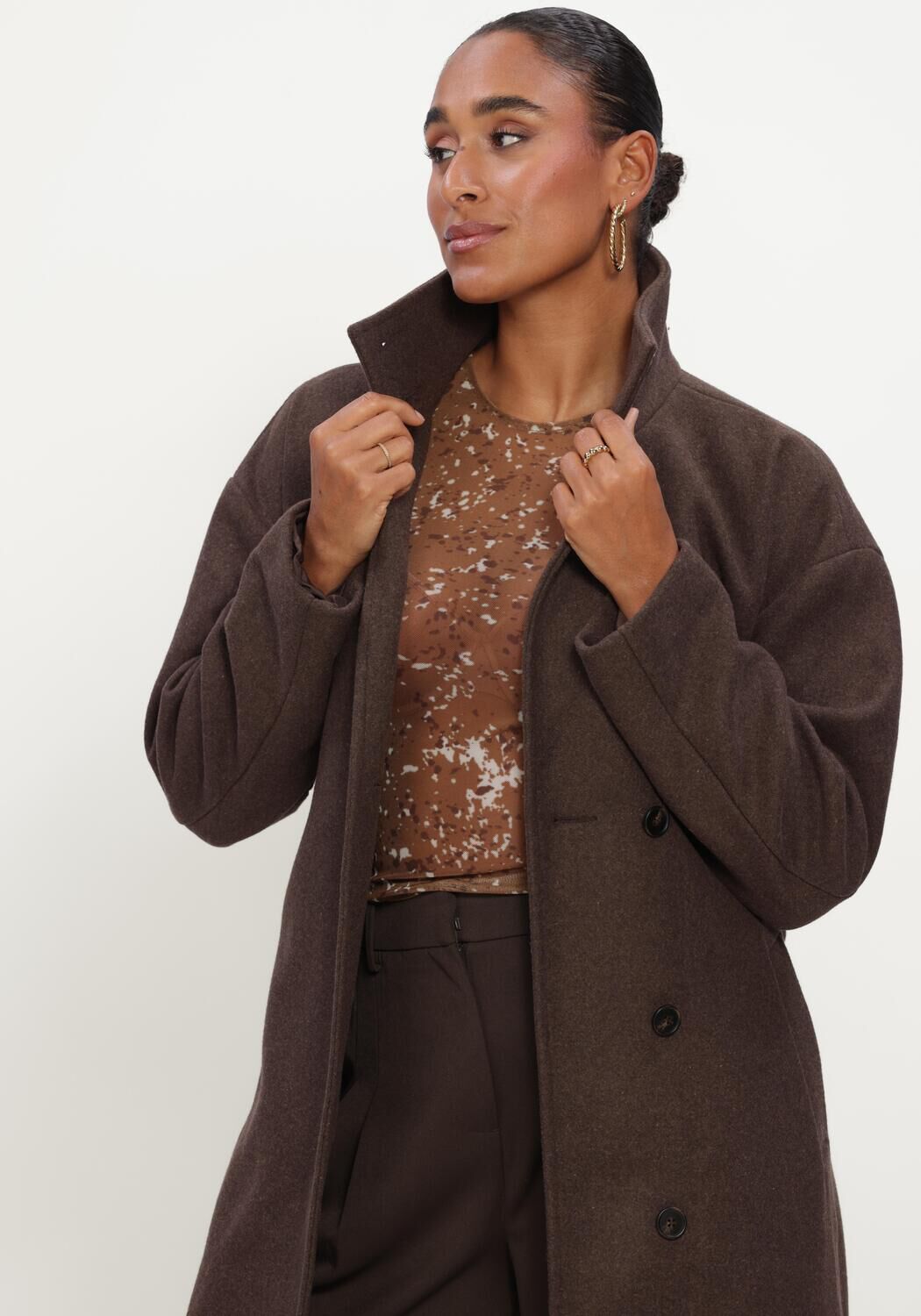 Braune MSCH COPENHAGEN M&auml;ntel MSCHKEOLA SECILIA WOOL COAT - large