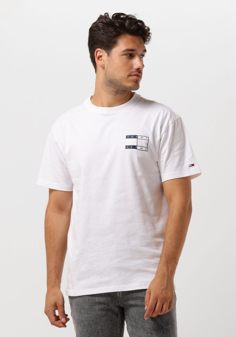 weiße tommy jeans t-shirt tjm twisted flag tee