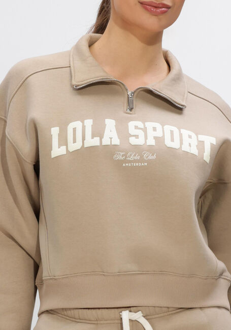 Beige THE LOLA CLUB Pullover JAYLA HALF ZIP SWEATER - large