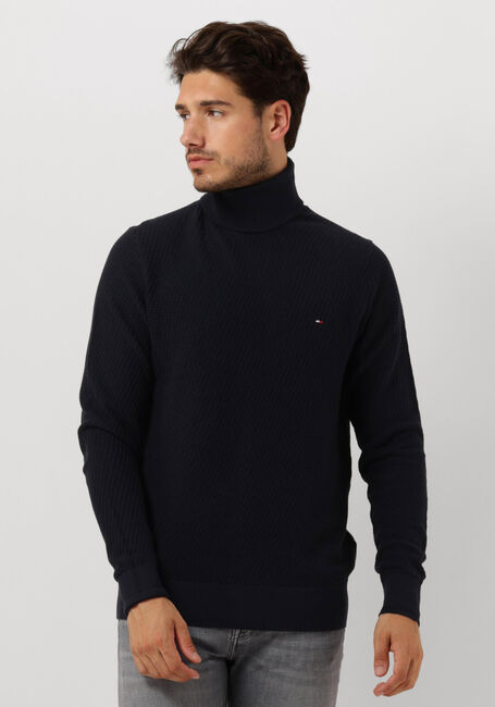 Dunkelblau TOMMY HILFIGER Rollkragenpullover RECTANGULAR STRUCTURE ROLL NK - large