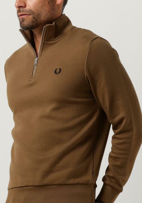 Camelfarbene FRED PERRY Sweatshirt HALF ZIP SWEATSHIRT - large