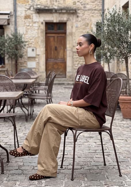 Braune ALIX THE LABEL Tops & T-shirts LADIES KNITTED THE LABEL OVERSIZED T-SHIRT - large