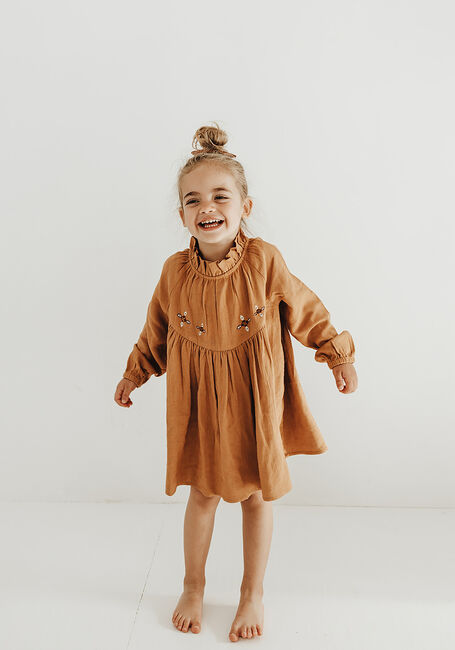 Camelfarbene BAJE STUDIO Midikleid DRESS - large