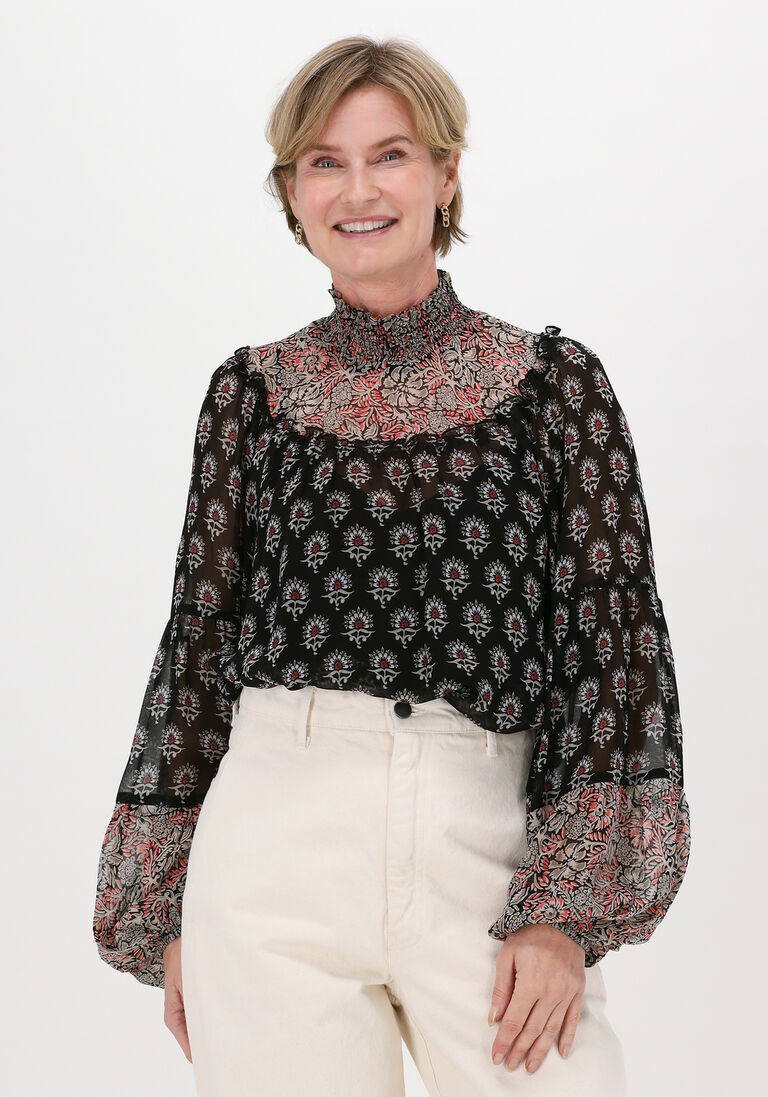 schwarze summum top top high neck ornament viscose