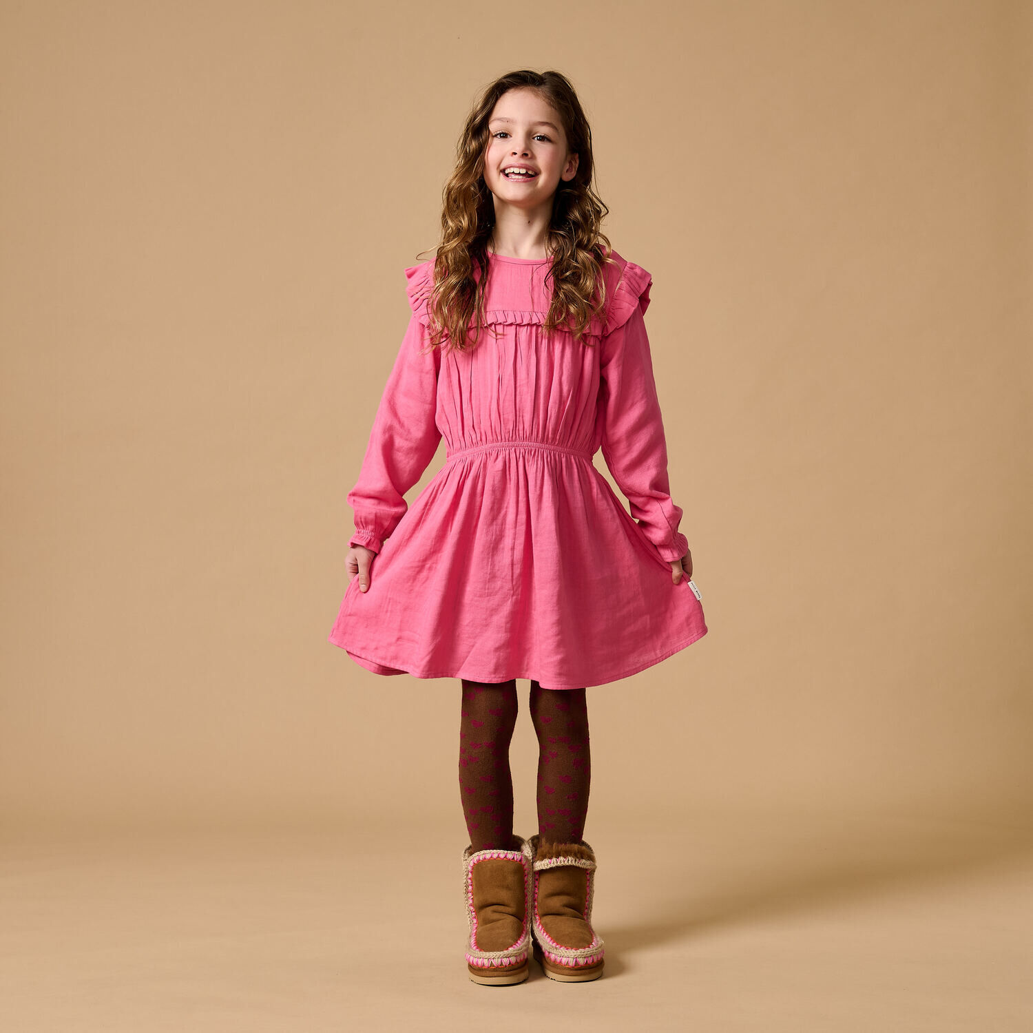 Fuchsie PETIT BLUSH Minikleid RUFFLE DRESS - large