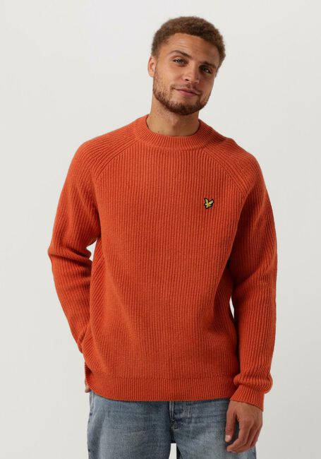Orangene LYLE & SCOTT Pullover SHAKER STITCH MOCK NECK JUMPER - large
