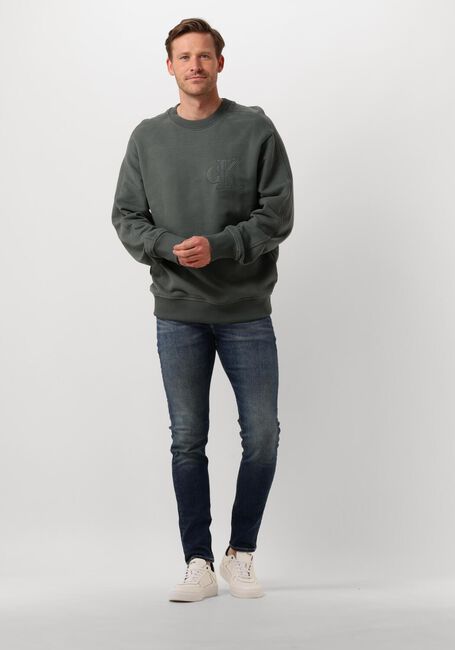 Graue CALVIN KLEIN Sweatshirt CK APPLIQUE CREW NECK - large