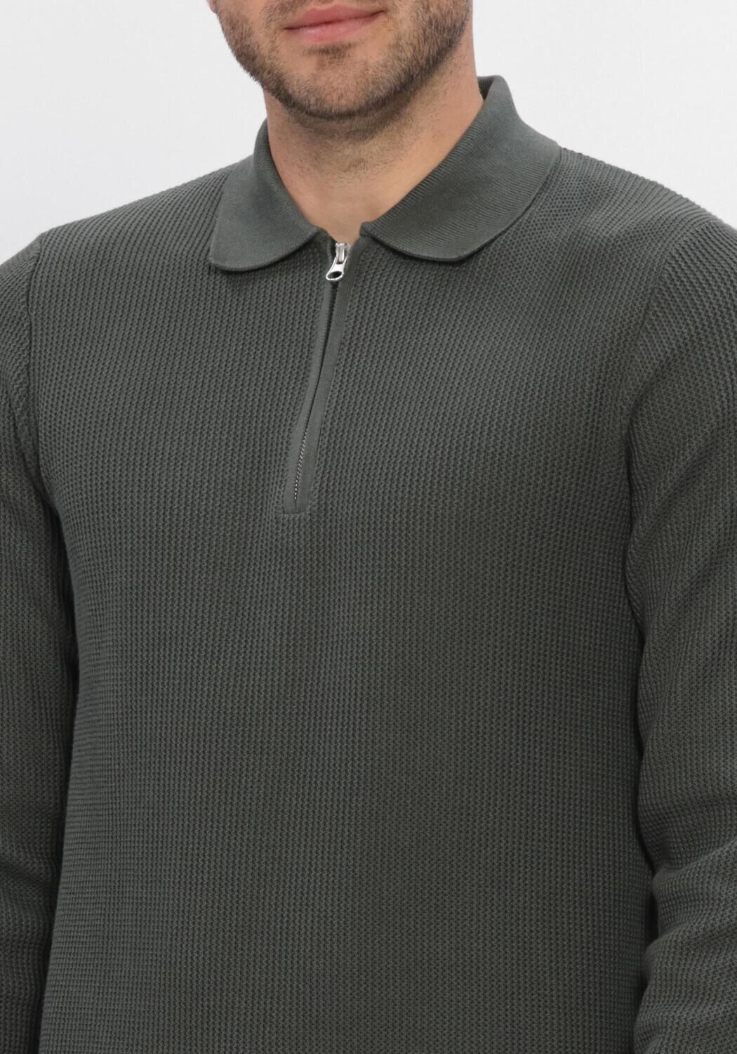 Dunkelgr&uuml;n DSTREZZED Pullover DS_KOSTAS ZIP POLO - large