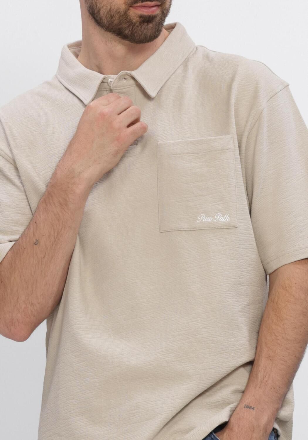 Beige PURE PATH Polo-Shirt STRUCTURED POLO - large