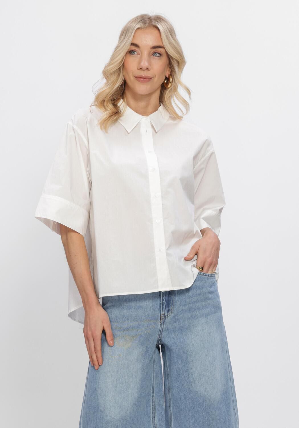Wei&szlig;e OBJECT Blusen OBJELLY HOPE 2/4 LO SHIRT - large