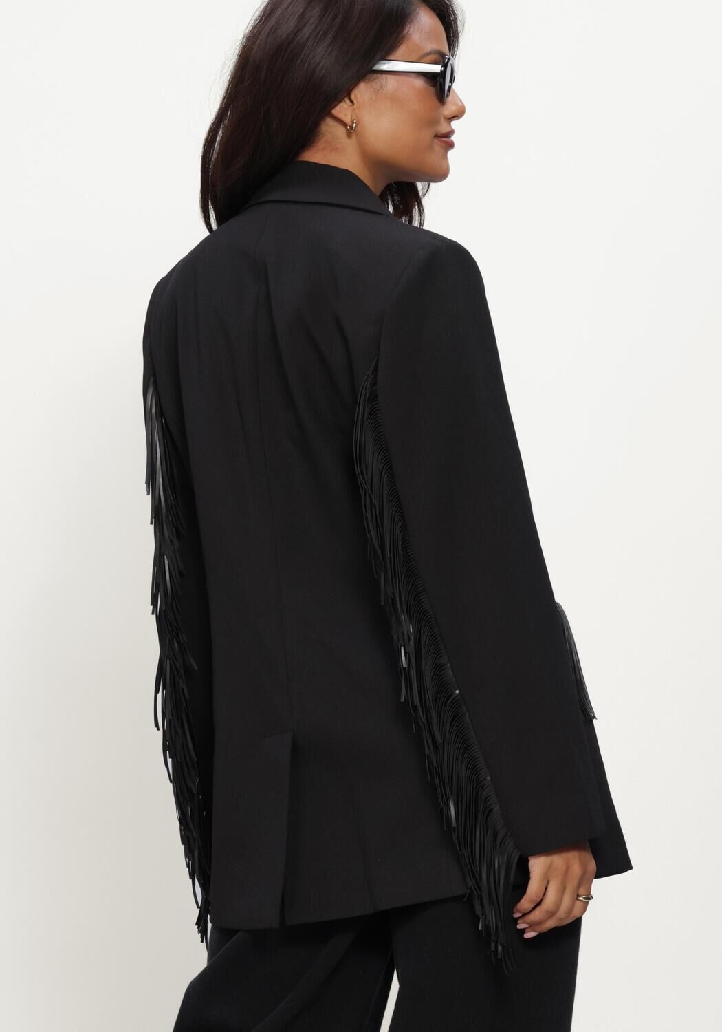 Schwarze HAUTE L'AMITI&Eacute; Blazer PREMIERE FRINGE BLAZER - large