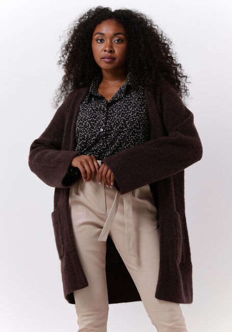 Braune Y.A.S. Strickjacke YASALVA LS LONG KNIT CARDIGAN - large