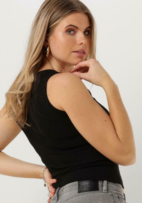 Schwarze CALVIN KLEIN Top WOVEN LABEL RIB TANK TOP - large
