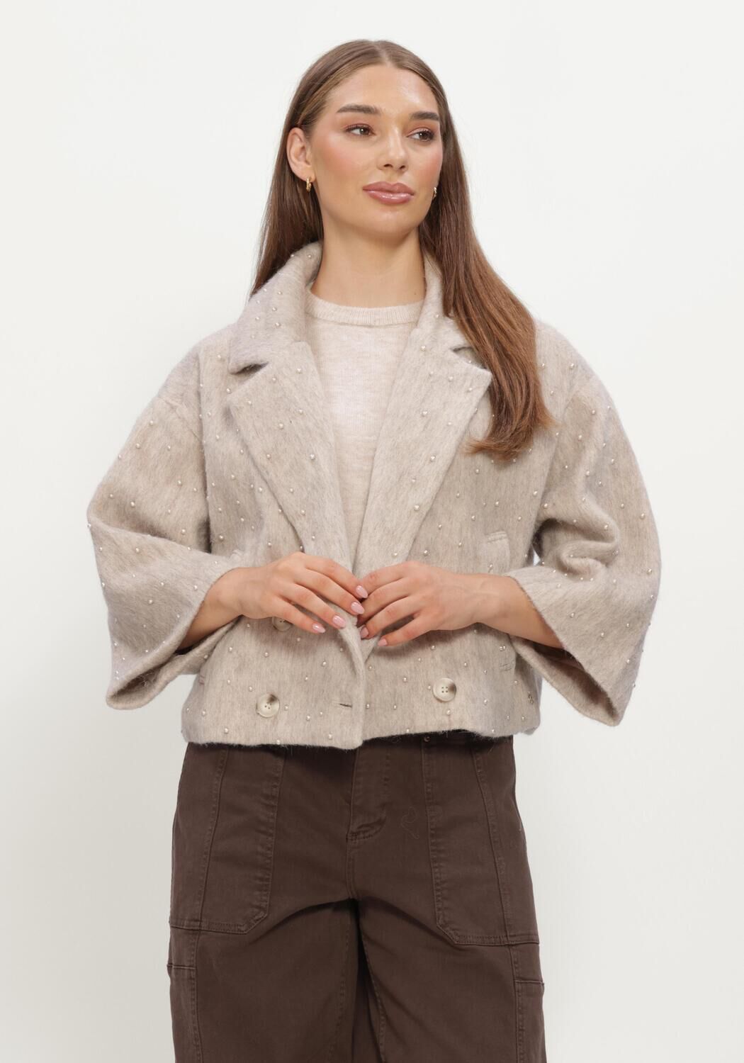 Beige NUKUS Jack DANIQUE JACKET PEARLS - large