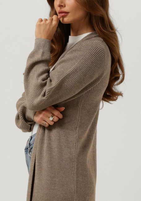 Braune OBJECT Strickjacke MALENA L/S KNIT LONG CARDIGAN - large