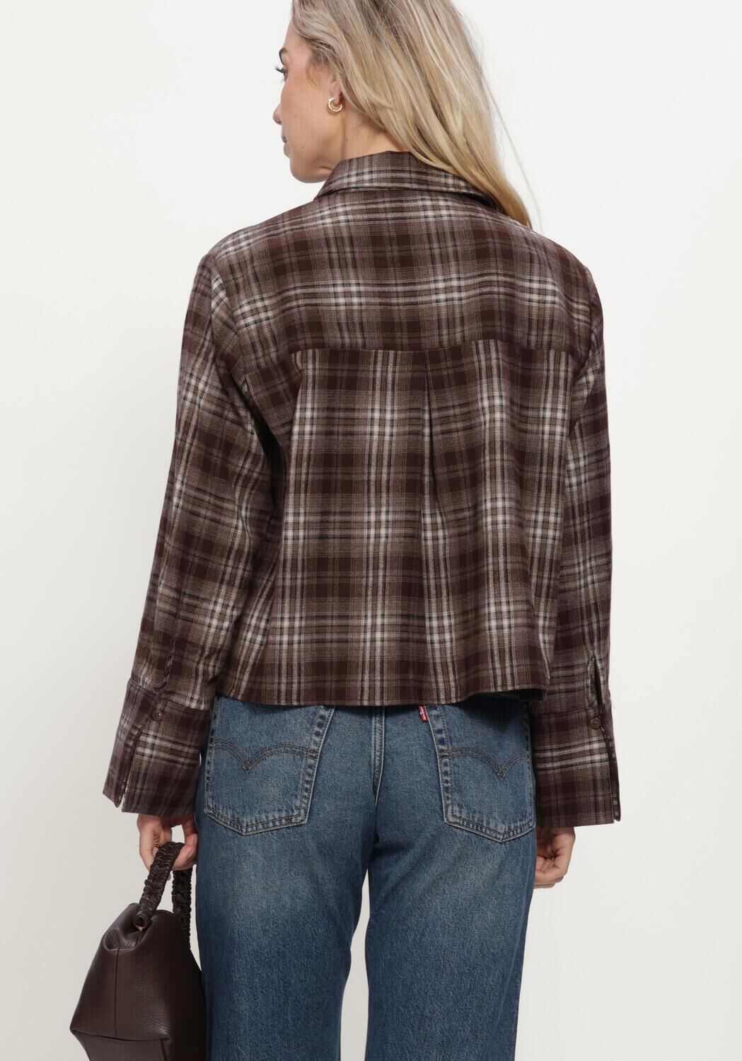 Braune NEO NOIR Blusen JAYLIN FLANNEL CHECK SHIRT - large