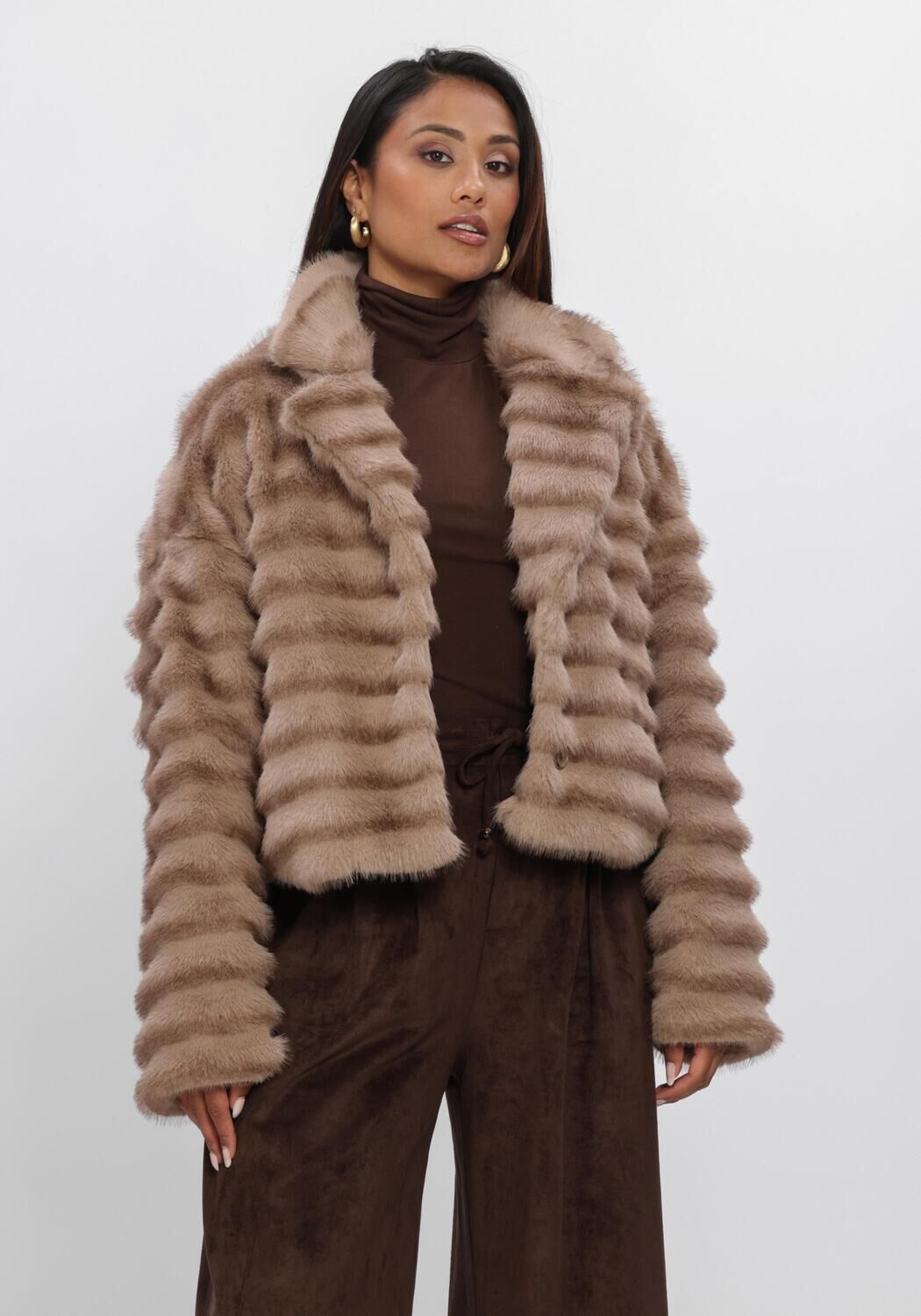 Beige NUKUS Fake-Fur-Jack HILDE JACKET FLUFFY - large
